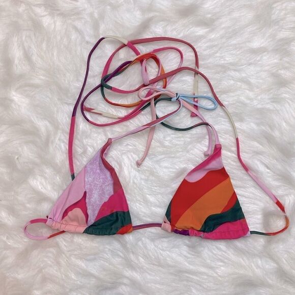 ZAFUL Two Piece Halter CrissCross Tie Colorblock High-cut String Bikini Swimsuit - Picture 1 of 9